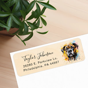 Boxer Dog Return Address Label