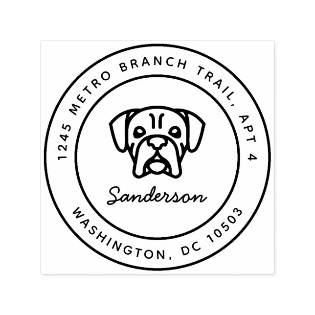 Boxer Dog Return Address Stamp Self-Inking (Design)