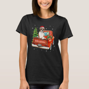 Boxer Dog Ride Red Truck Christmas Dog Xmas Pajam T-Shirt
