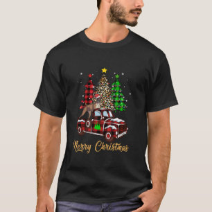 Boxer Dog Riding Red Truck Christmas Decor Pajama  T-Shirt