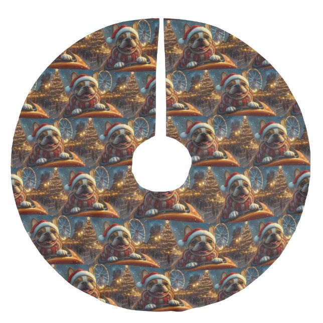 Boxer Dog Roller Coaster Christmas Brushed Polyester Tree Skirt (Front)