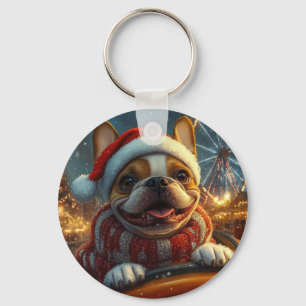 Boxer Dog Roller Coaster Christmas Key Ring