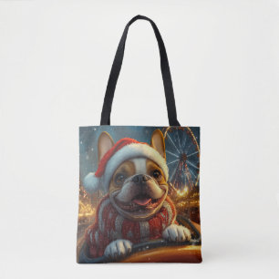 Boxer Dog Roller Coaster Christmas Tote Bag