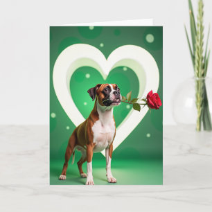 Boxer Dog Rose Love Card