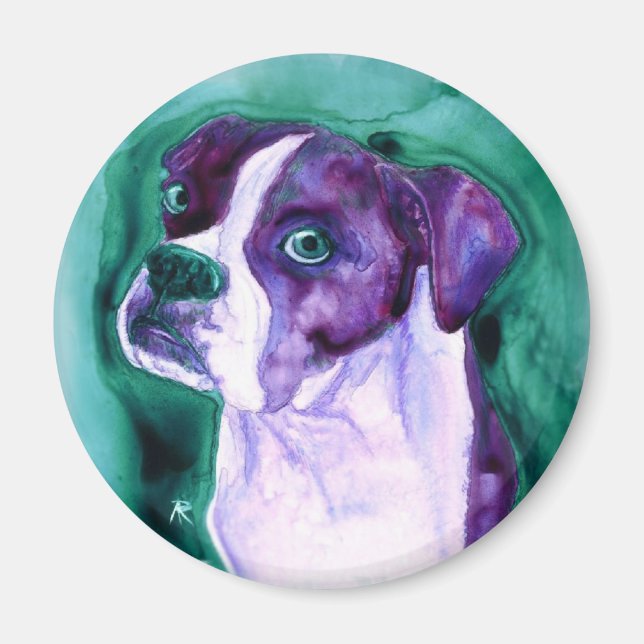 Boxer Dog Round Magnet - "Not Me" (Front)