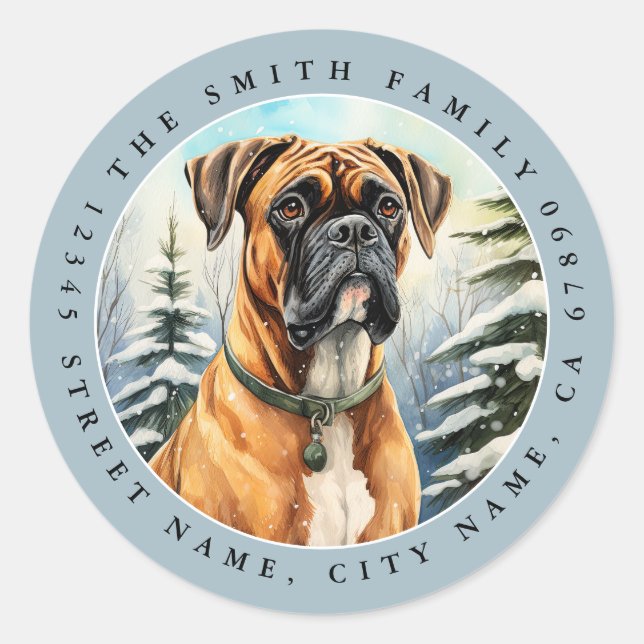 Boxer Dog Round Stickers (Front)