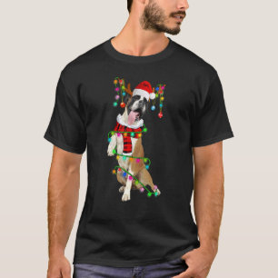 Boxer Dog Santa Xmas Puppy Christmas Lights T-Shirt