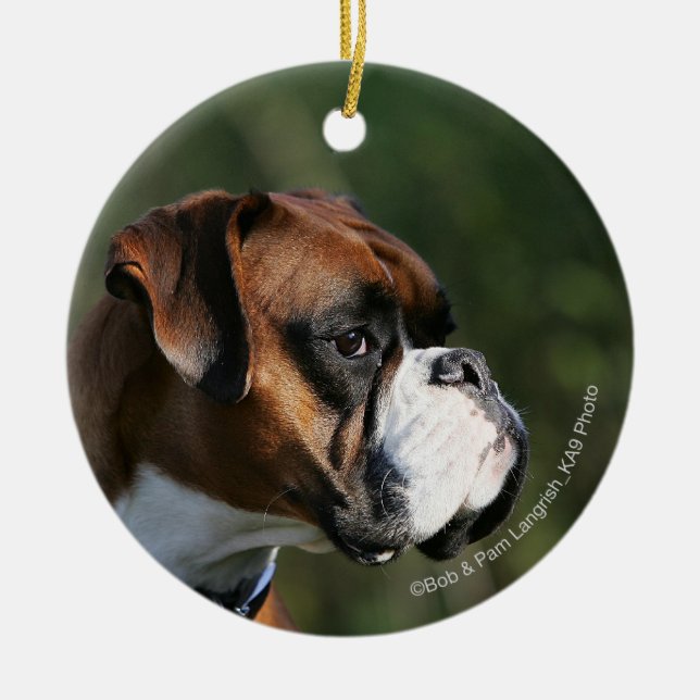 Boxer Dog Side Profile Ceramic Ornament (Front)