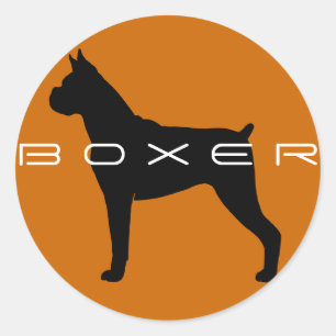 Boxer Dog Silhouette Classic Round Sticker