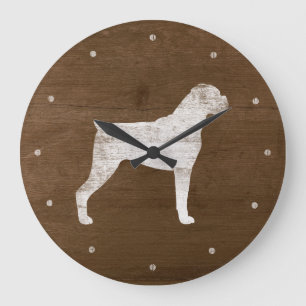 Boxer Dog Silhouette Large Clock