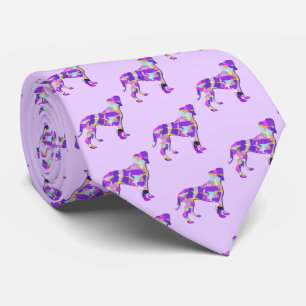 Boxer Dog Silhouette Light Purple Tie