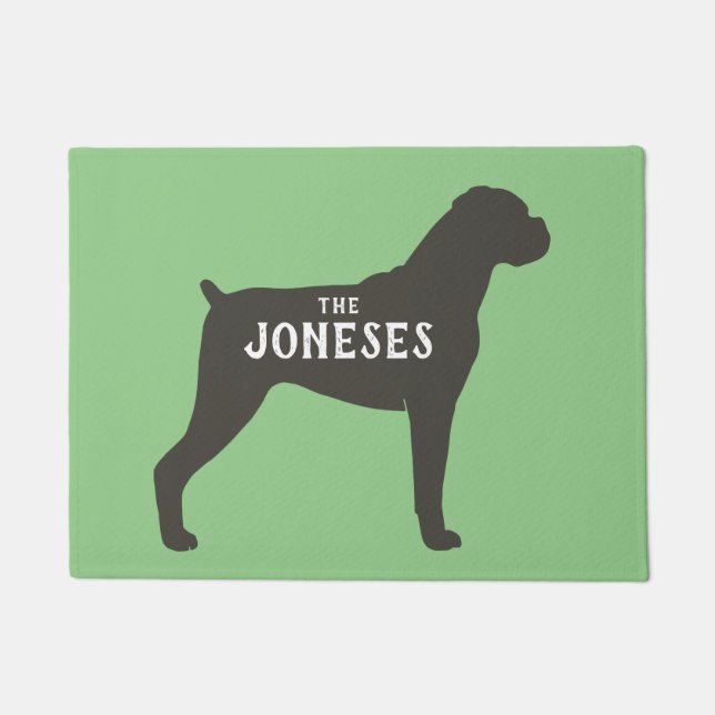 Boxer Dog Silhouette Welcome Mat Custom (Front)