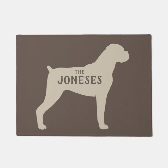 Boxer Dog Silhouette Welcome Mat Custom (Front)