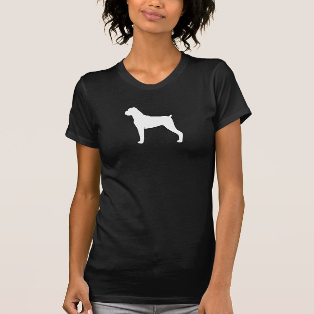 Boxer Dog Silhouette with Natural Floppy Ears T-Shirt (Front)