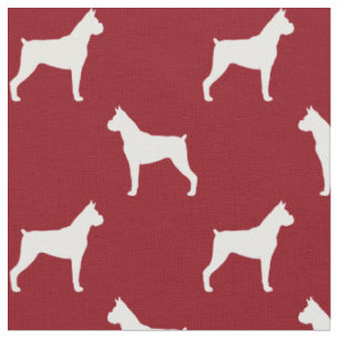 Boxer Dog Silhouettes Pattern Fabric