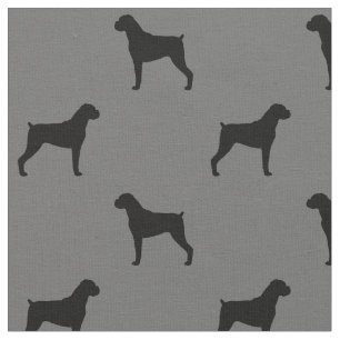 Boxer Dog Silhouettes Pattern - Natural Ears Fabric