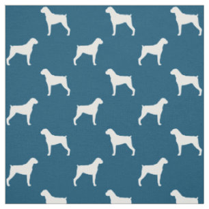 Boxer Dog Silhouettes Pattern - Natural Ears Fabric