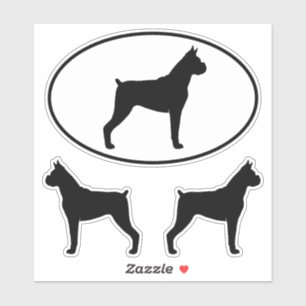 Boxer Dog Silhouettes Vinyl Sticker Set