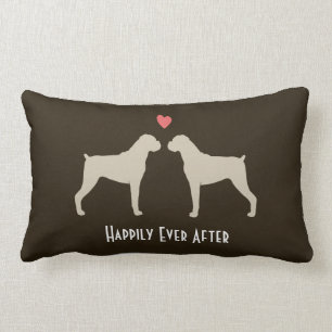 Boxer Dog Silhouettes with Heart Cute Custom Lumbar Cushion