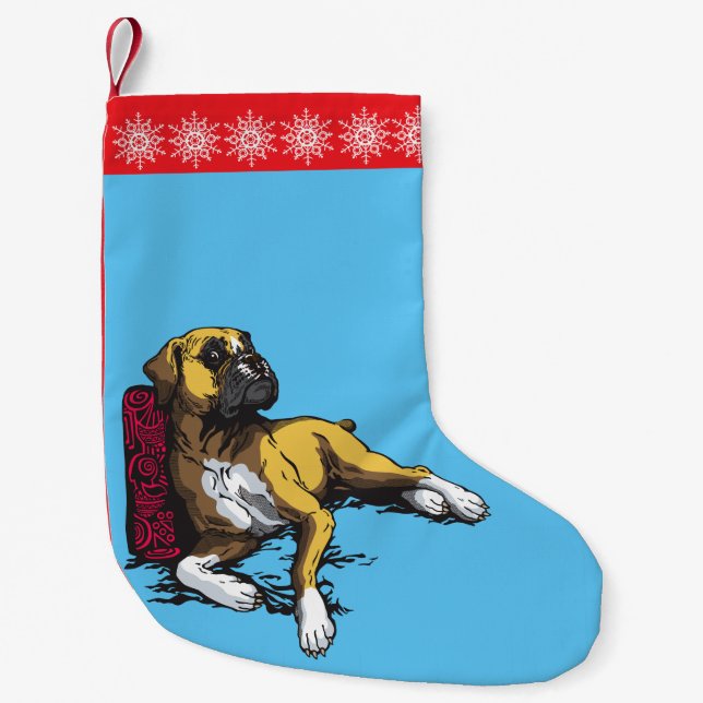 boxer dog small christmas stocking (Front)