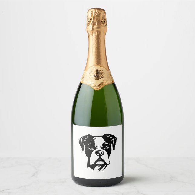 Boxer Dog Sparkling Wine Label (Front)