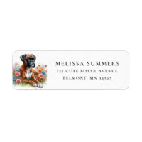 Boxer Dog Spring Wildflowers Return Address Label