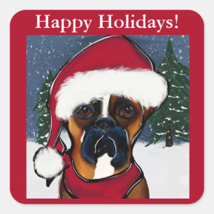 Boxer Dog Square Sticker