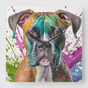 Boxer Dog Square Wall Clock