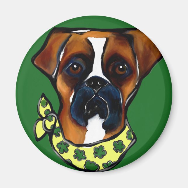 Boxer Dog St. Patty Magnet (Front)