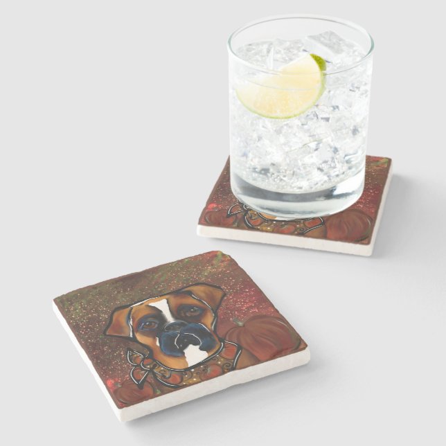 Boxer Dog Stone Coaster (Side)