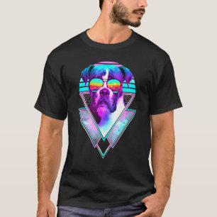 Boxer Dog Sunglasses  Vaporwave Beach Vibe T-Shirt