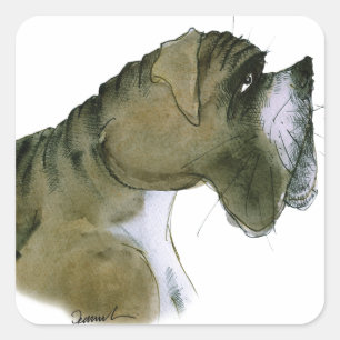 boxer dog, tony fernandes square sticker