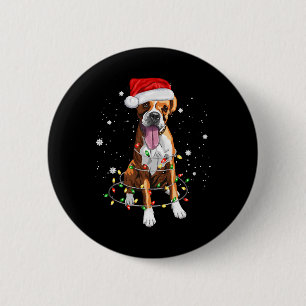 Boxer Dog Tree Christmas Lights Xmas Pajama 6 Cm Round Badge