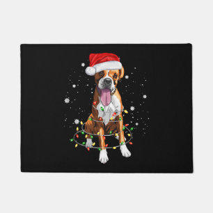 Boxer Dog Tree Christmas Lights Xmas Pajama Doormat