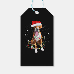 Boxer Dog Tree Christmas Lights Xmas Pajama Gift Tags