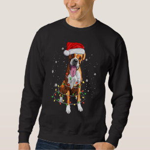 Boxer Dog Tree Christmas Lights Xmas Pajama Matchi Sweatshirt