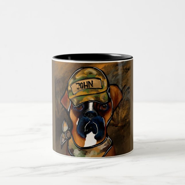 Boxer Dog Two-Tone Coffee Mug (Center)