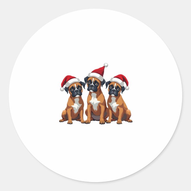 Boxer Dog Ugly Sweater Christmas Light Xmas Pajama Classic Round Sticker (Front)