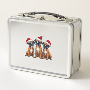 Boxer Dog Ugly Sweater Christmas Light Xmas Pajama Metal Lunch Box