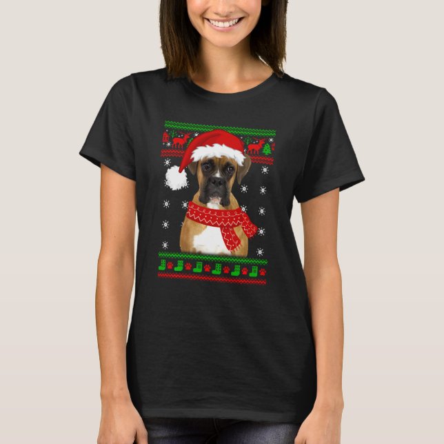 Boxer Dog Ugly Sweater Christmas Puppy Dog Lover (Front)
