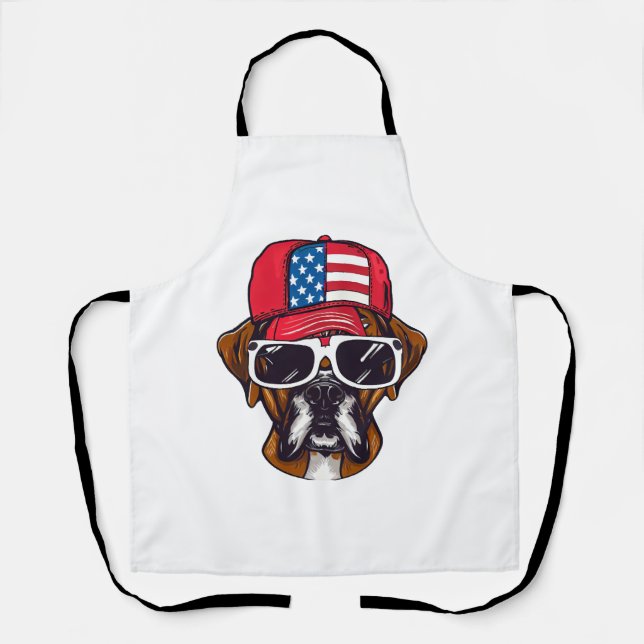 Boxer Dog USA Apron (Front)