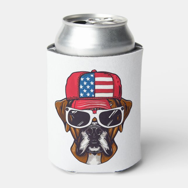 Boxer Dog USA Can Cooler (Can Front)