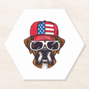 Boxer Dog USA Paper Coaster