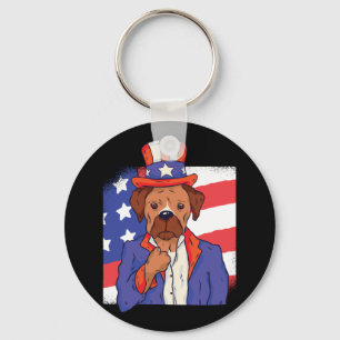 Boxer Dog USA Patriot Key Ring