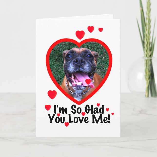 Boxer Dog Valentine Greeting Card (Front)