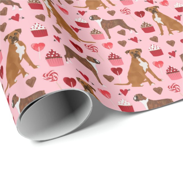 Boxer Dog Valentines Gift Wrap (Roll Corner)
