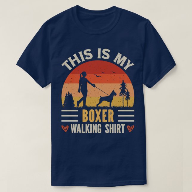 Boxer Dog Walking T-Shirt (Design Front)