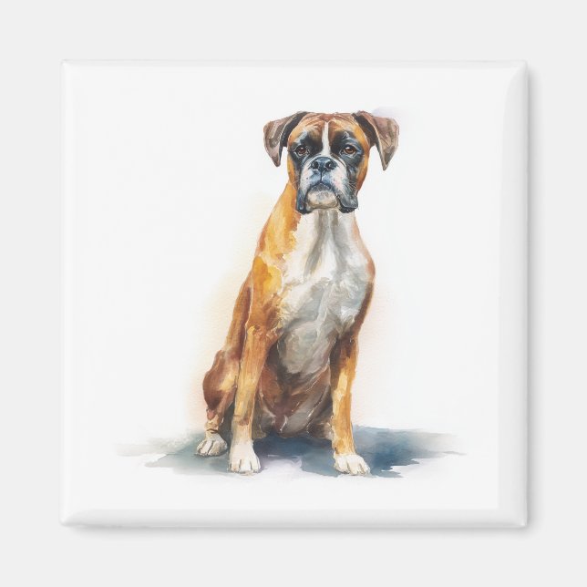 Boxer Dog Watercolor Art Magnet (Front)
