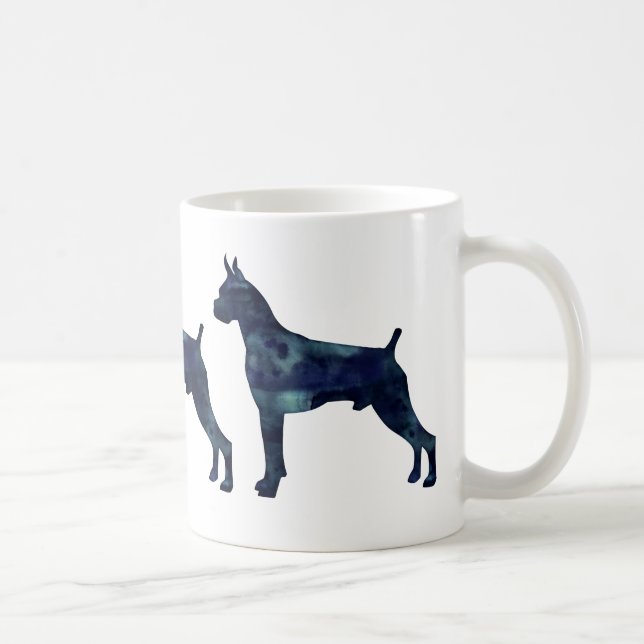 Boxer Dog Watercolor Geometric Pattern Silhouette Coffee Mug (Right)