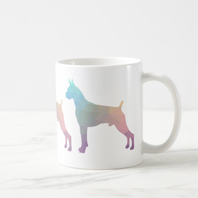 Boxer Dog Watercolor Geometric Pattern Silhouette Coffee Mug (Right)